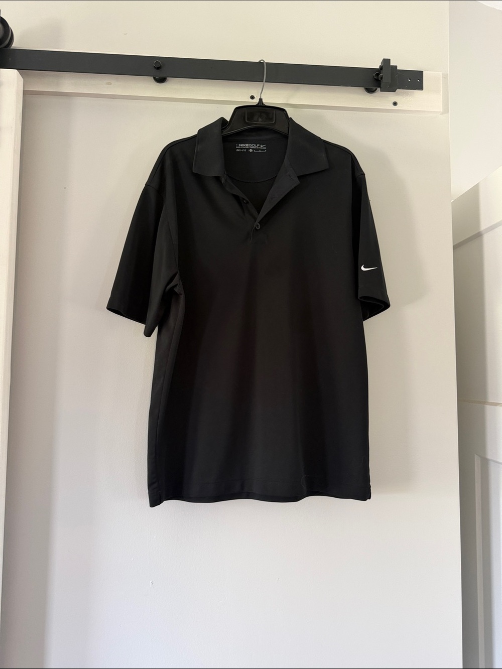 Nike Black Short-Sleeve Polo with Swoosh